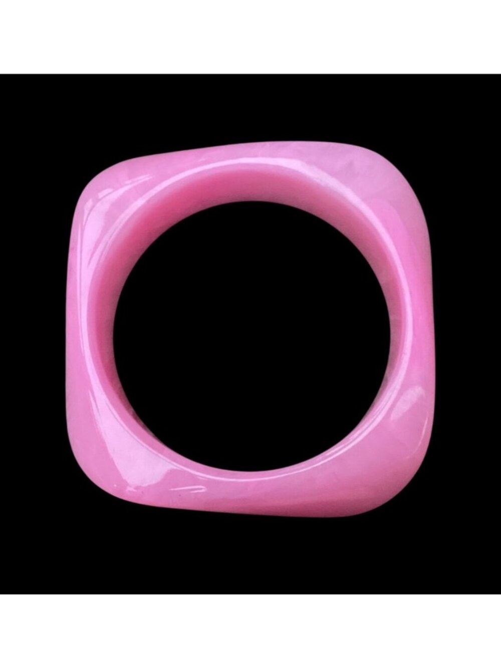 Chunky Squared Asymmetric Lucite Bangle Bracelet Subtly Marbled Barbiecore Pink - Picture 3 of 7